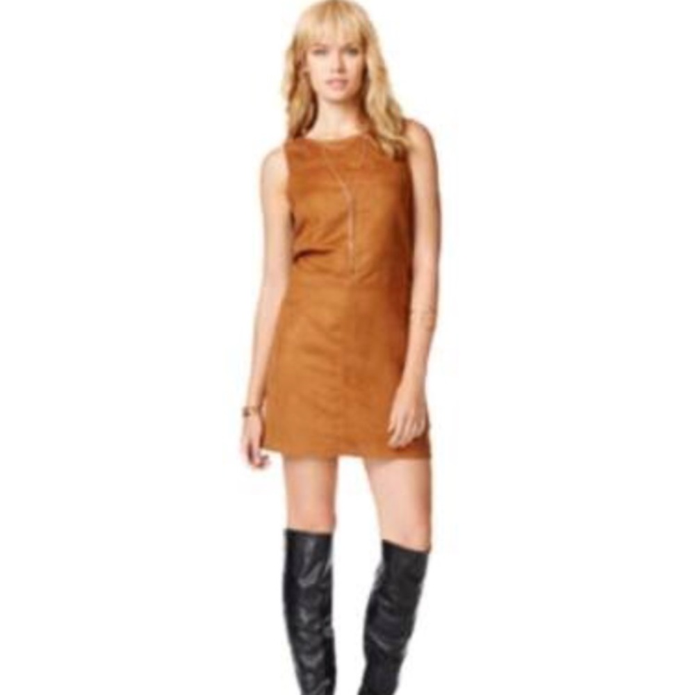 Sanctuary Village Faux Suede Shift Dress Maple XS